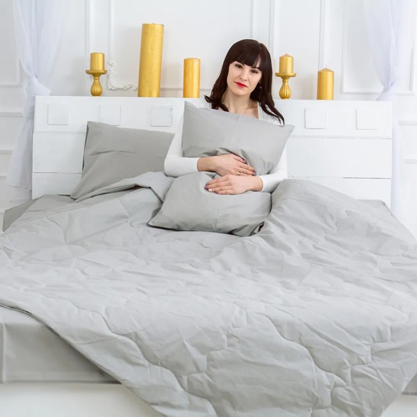 Фото - Комплект постільної білизни MirSon №2416 Eco-Soft 116-5703 Light Gray 200х220 см +нав. 2х50х70 см (2200003035162)
